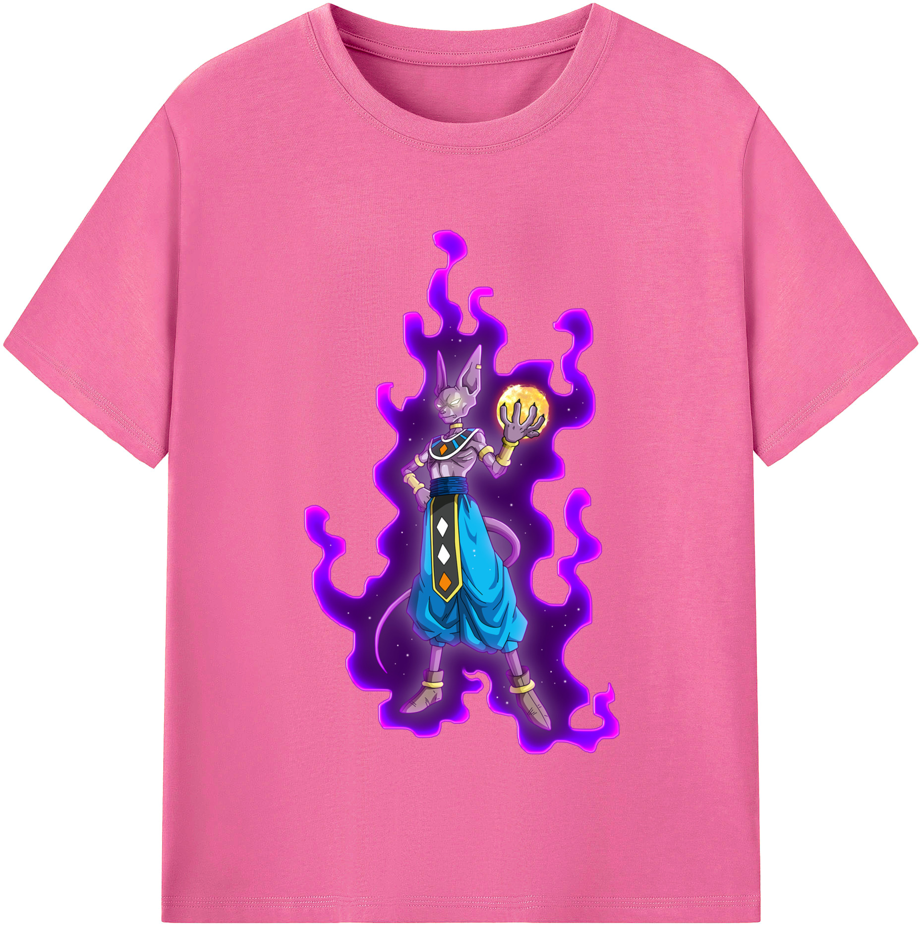 （画像用） ドラゴンボール ビルス 破壊神ビルス DRAGON BALL Beerus Birusu レディースカジュアルプリントTシャツ（綿100％）